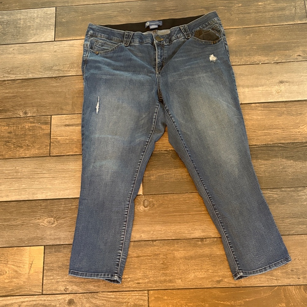 Democracy Blue Cropped Jeans with Distressed Details